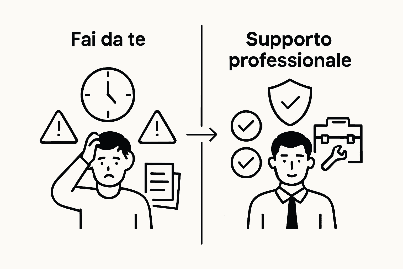 Meglio gestire WordPress da soli o affidarsi a un supporto professionale? Confronto tra soluzioni fai da te e assistenza specializzata.