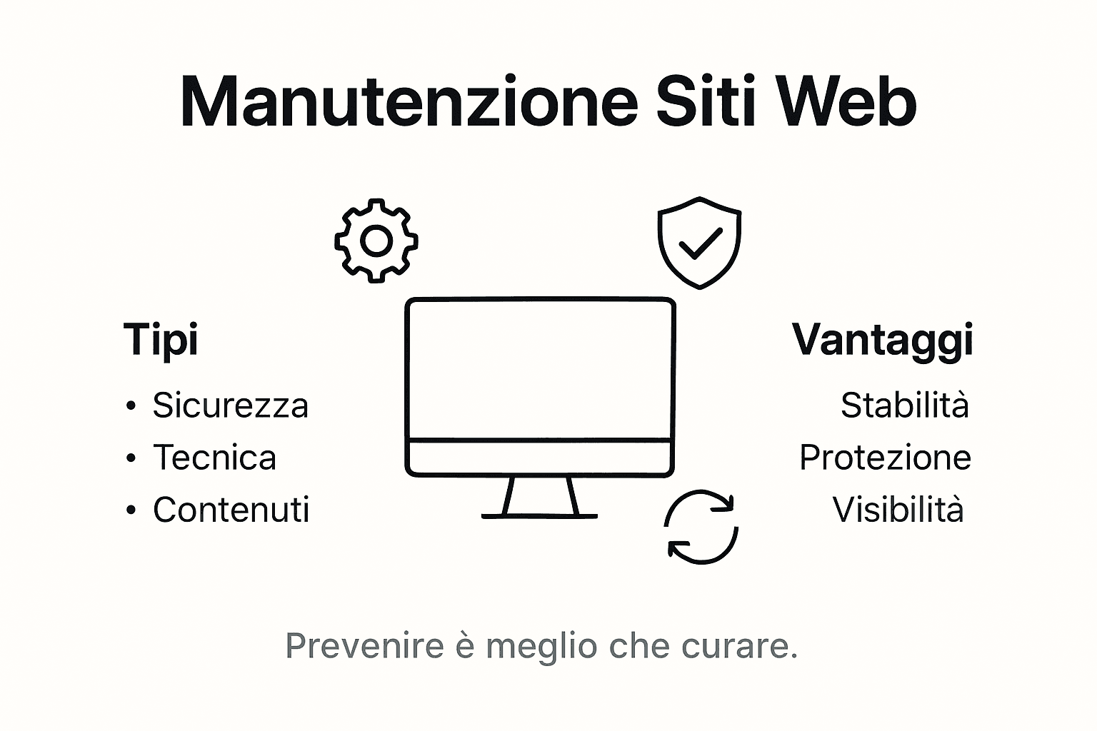 Infografica: tutti i vantaggi e le tipologie di manutenzione per il tuo sito web