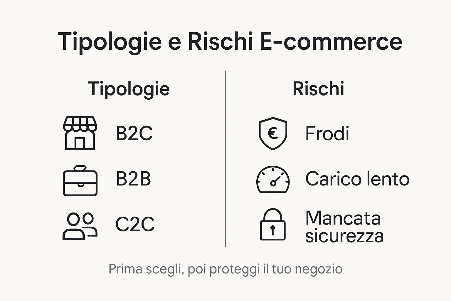 Infografica: le principali tipologie di e-commerce e i rischi da tenere d'occhio