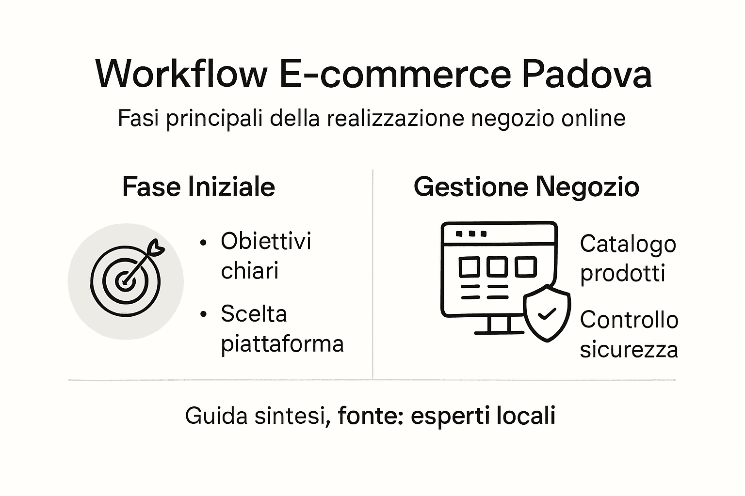 Schema illustrativo del processo e-commerce a Padova: le tappe fondamentali