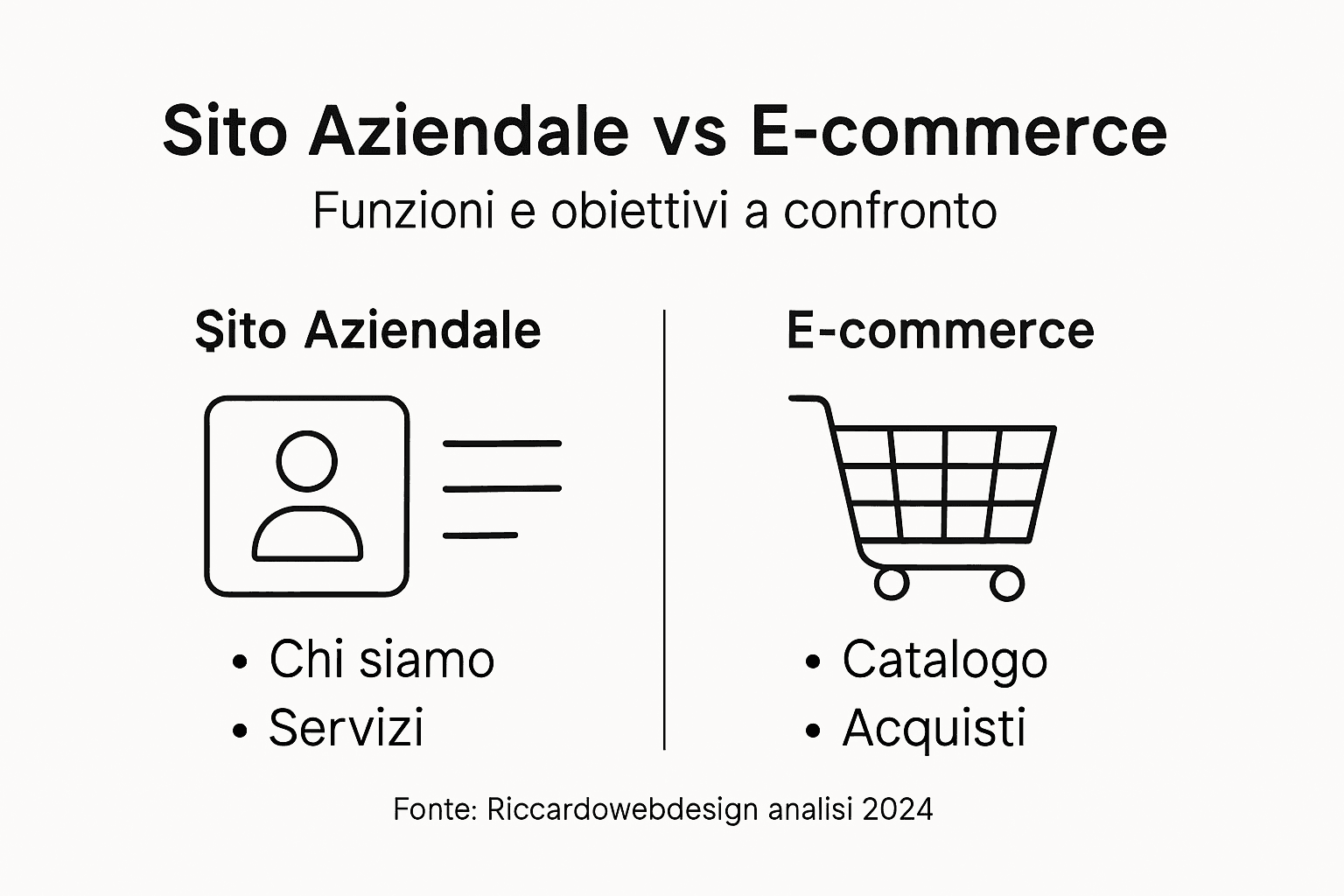 Infografica: le principali differenze tra sito aziendale e negozio online