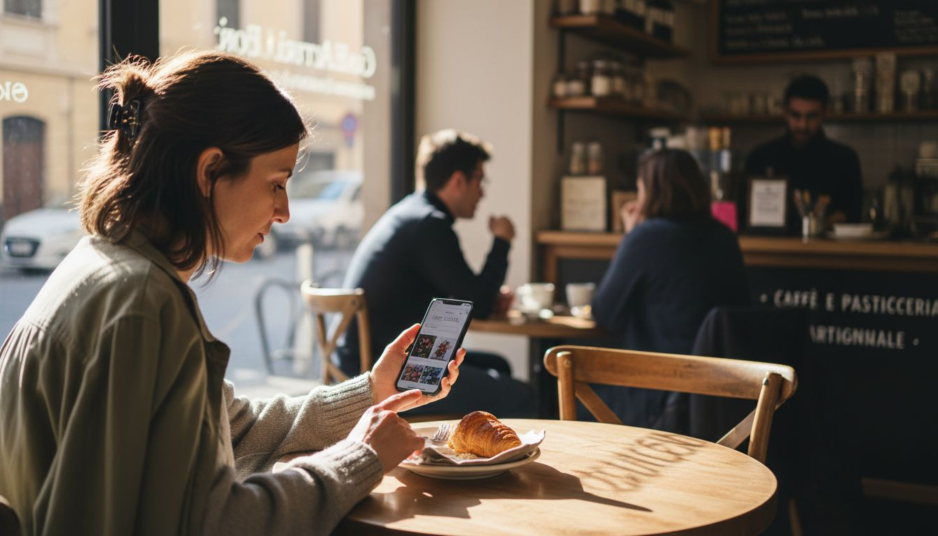 Un cliente che naviga il sito locale dal proprio smartphone