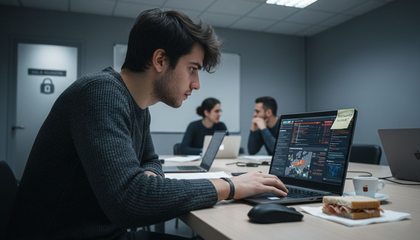 Un analista controlla in tempo reale gli avvisi di minacce informatiche dal proprio portatile.