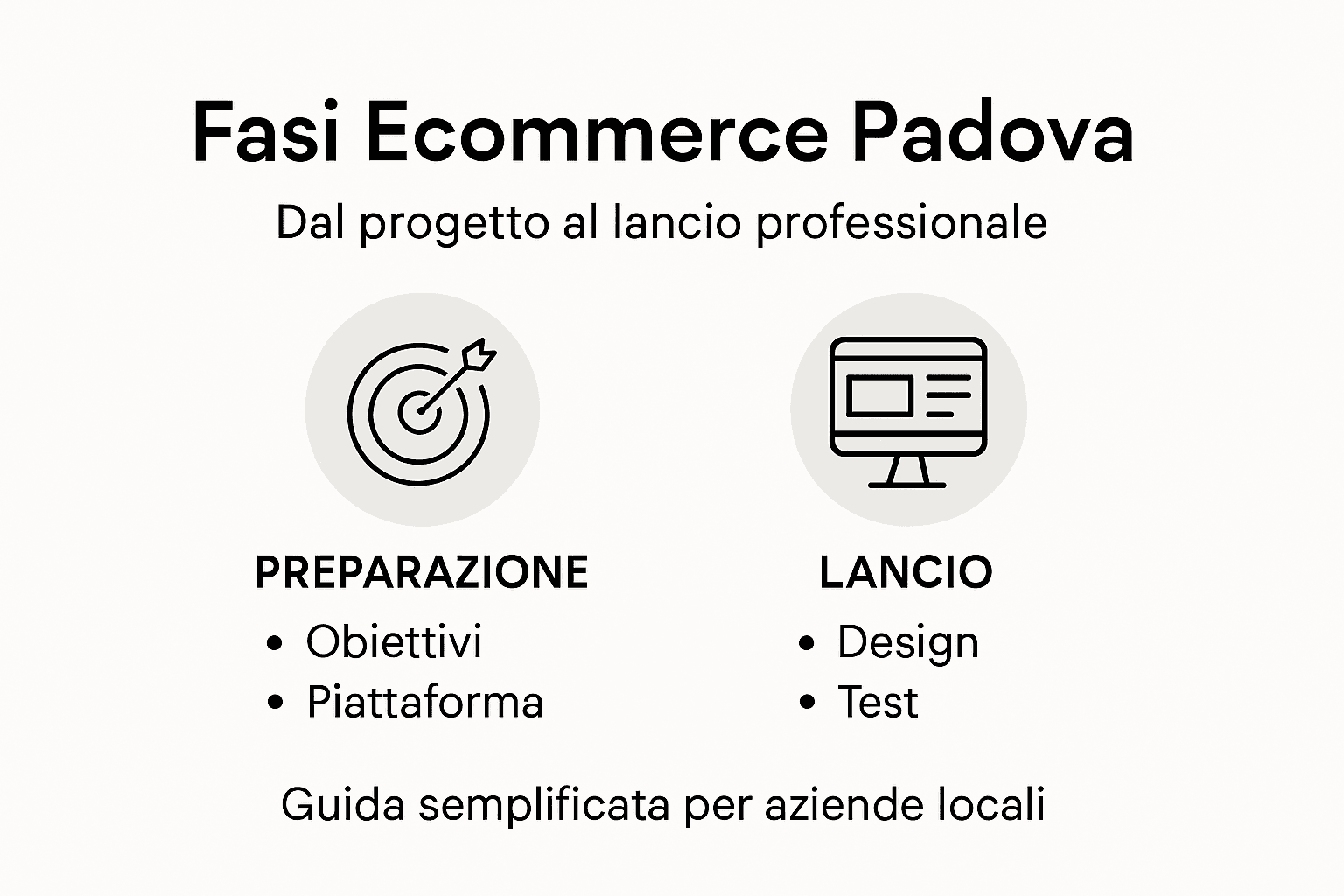 Le principali fasi di un progetto e-commerce a Padova illustrate in un'infografica