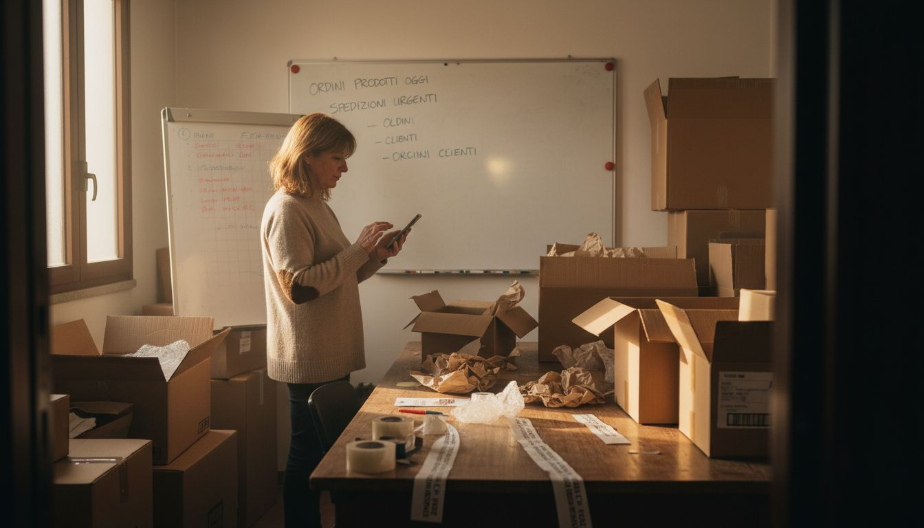 Il responsabile del negozio controlla gli ordini ricevuti online