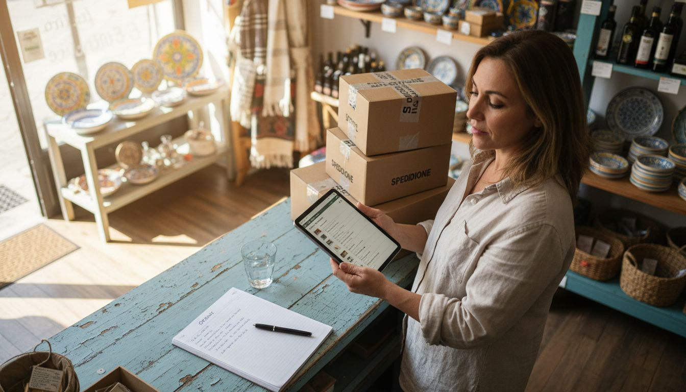 Titolare di negozio che gestisce le inserzioni del proprio e-commerce