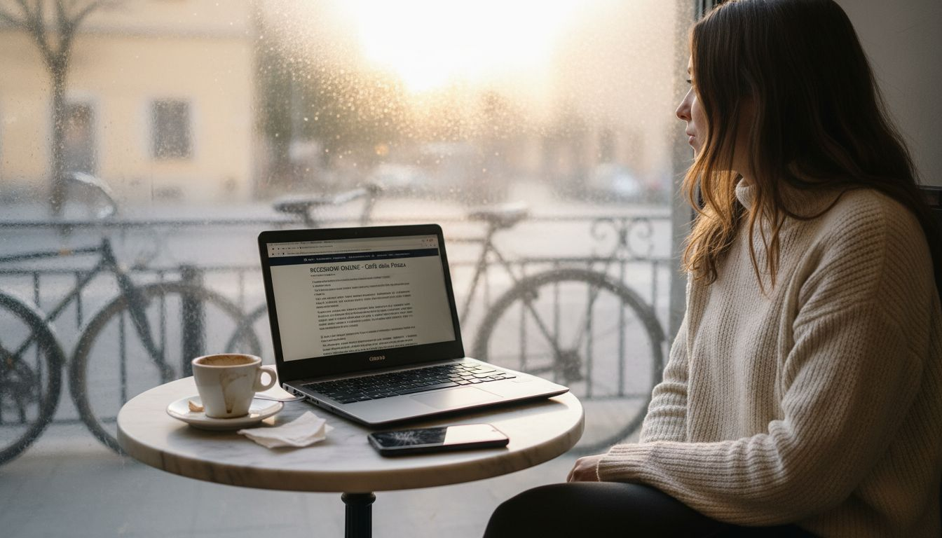 Donna che consulta le recensioni dei clienti prima di fare acquisti online