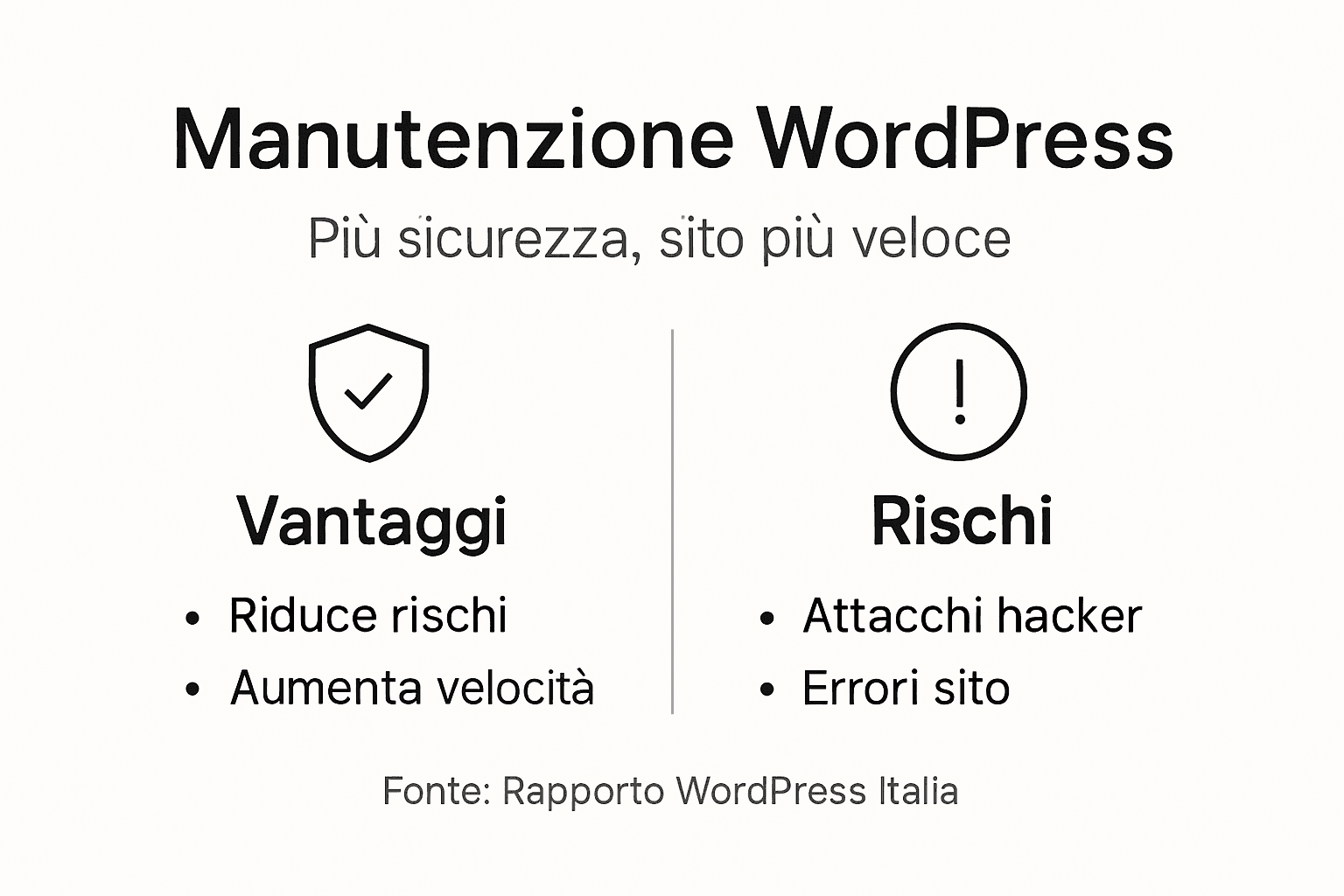 Infografica: pro e contro della manutenzione di WordPress