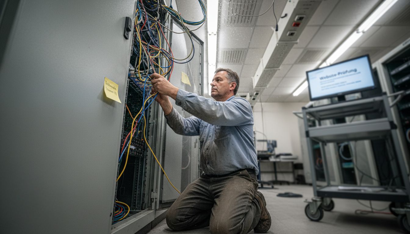 Ein Techniker optimiert den Server für eine bessere technische SEO.