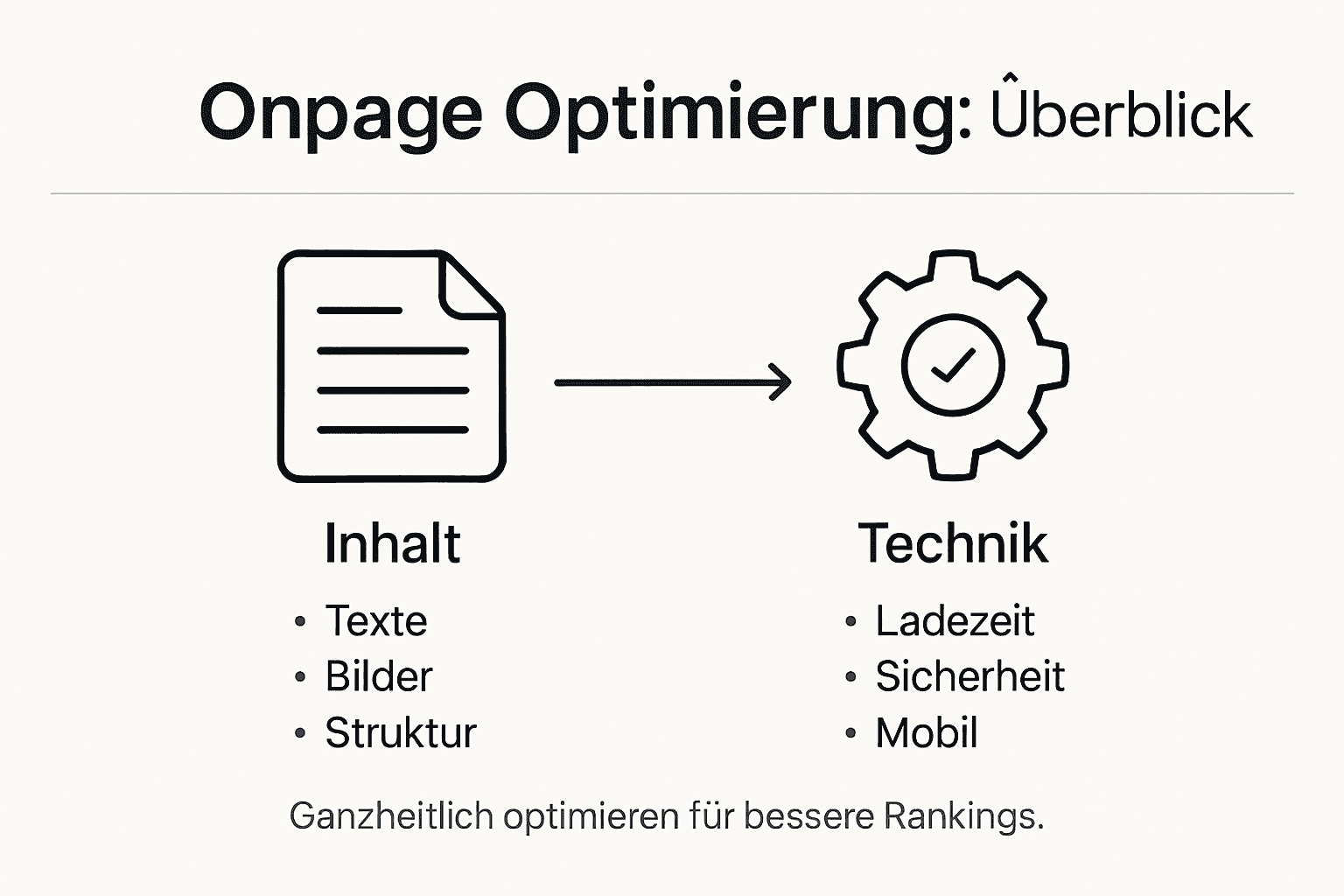 Übersichtsgrafik: Die wichtigsten Faktoren für erfolgreiche Onpage-Optimierung auf einen Blick
