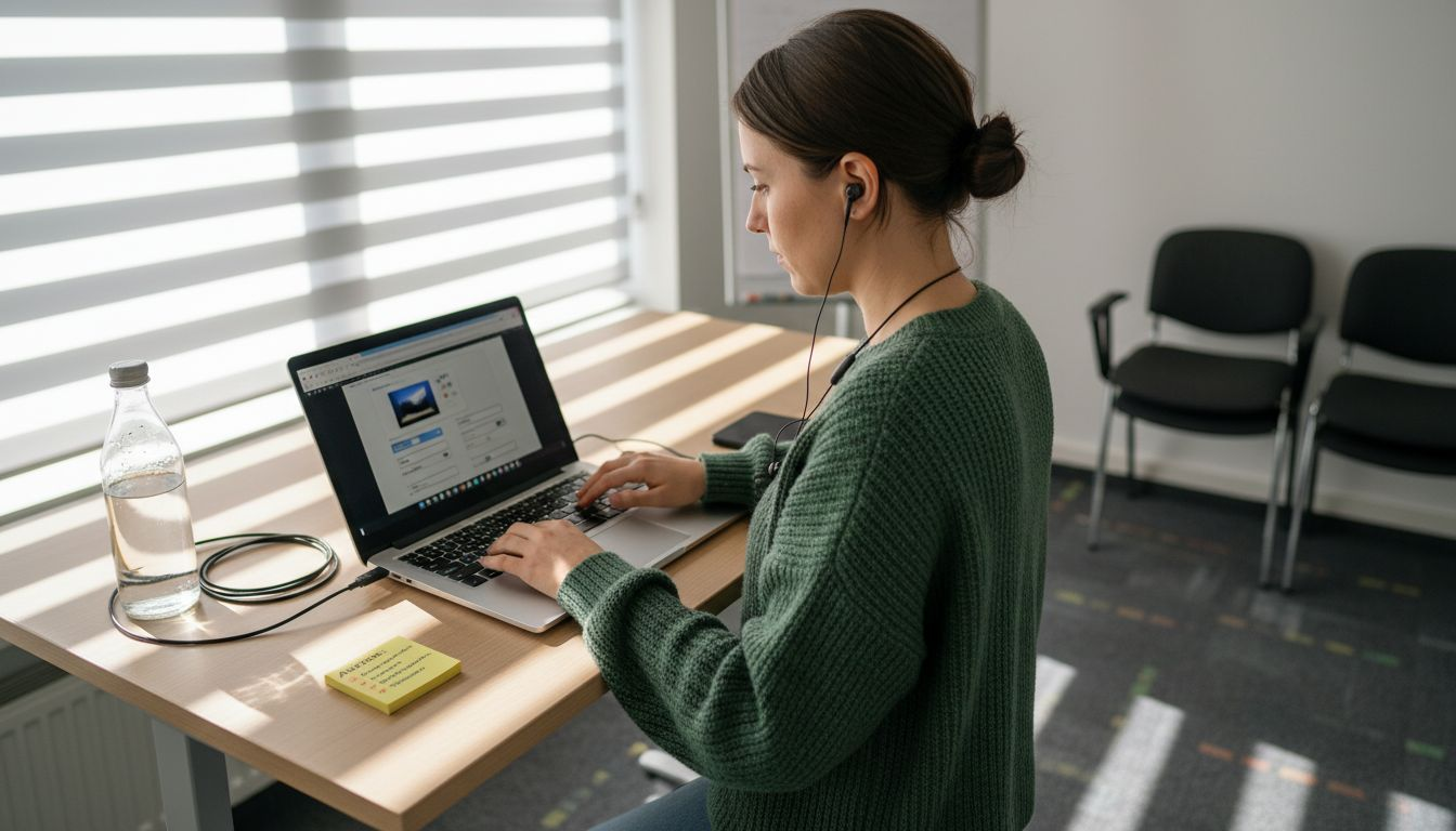 Ein Webentwickler sitzt am Schreibtisch und optimiert seine Website.