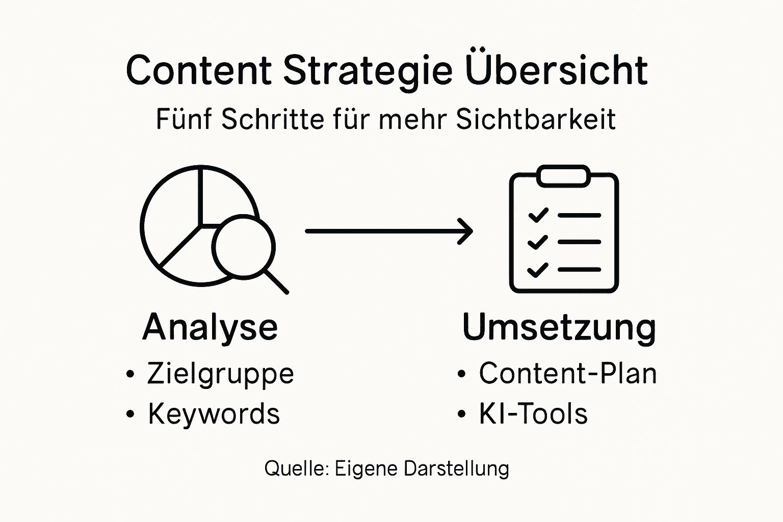 Die Infografik veranschaulicht die einzelnen Schritte einer erfolgreichen Content-Strategie.