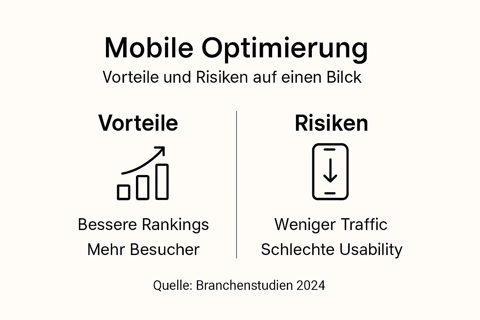 Die Infografik veranschaulicht Chancen und mögliche Stolpersteine der mobilen Optimierung.