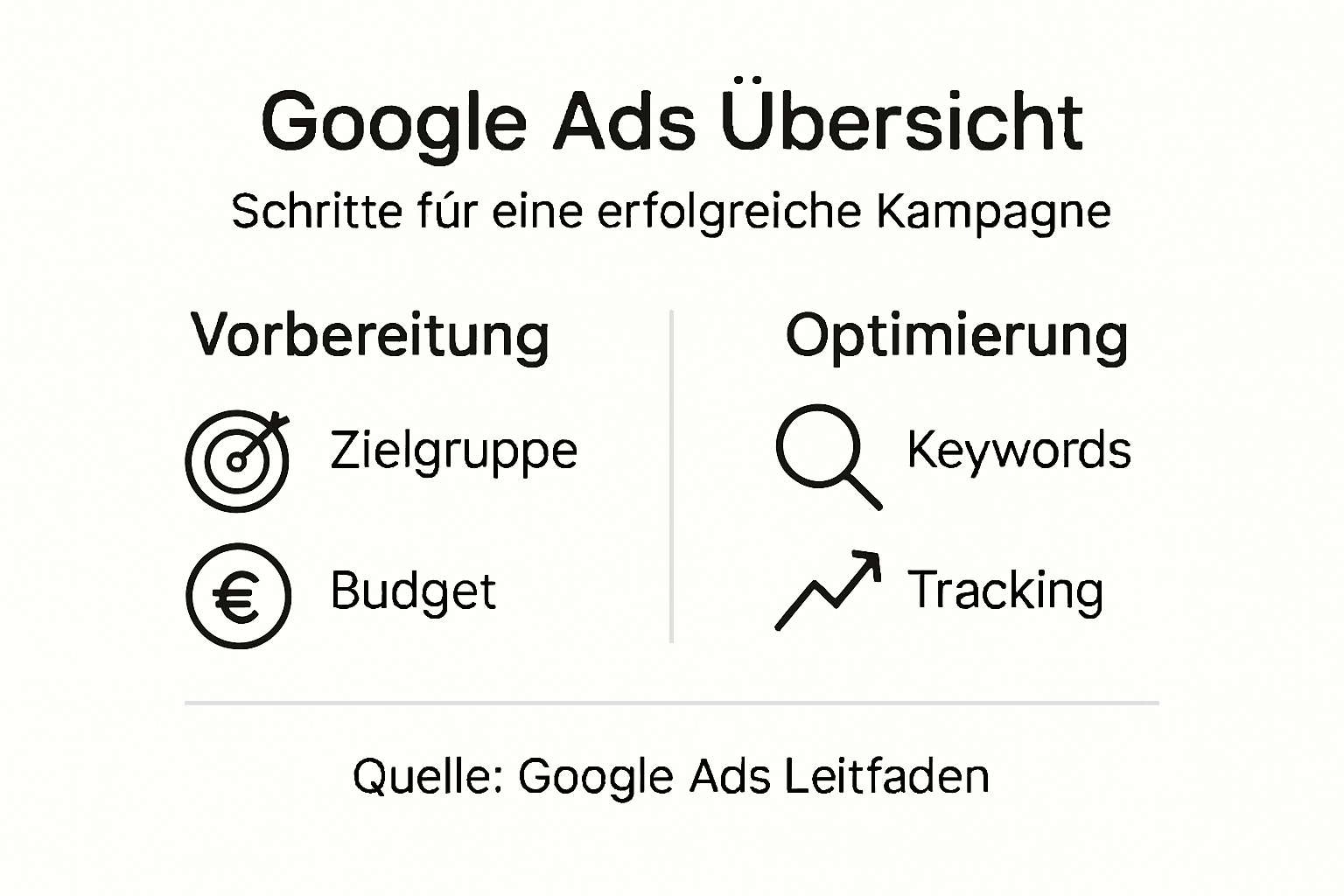 Übersicht: Die wichtigsten Bausteine erfolgreicher Google Ads-Kampagnen auf einen Blick