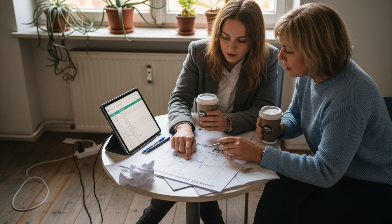 Das Team analysiert gemeinsam die Werbedaten und bespricht die erzielten Ergebnisse.