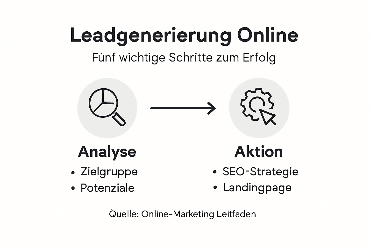 Die Infografik veranschaulicht die wichtigsten Schritte, um erfolgreich neue Leads zu gewinnen.