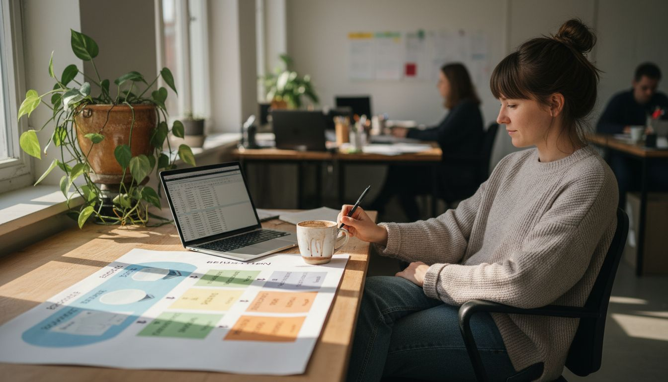 Marketing-Experte analysiert die verschiedenen Phasen der Customer Journey, um gezielt passende Inhalte zu entwickeln.