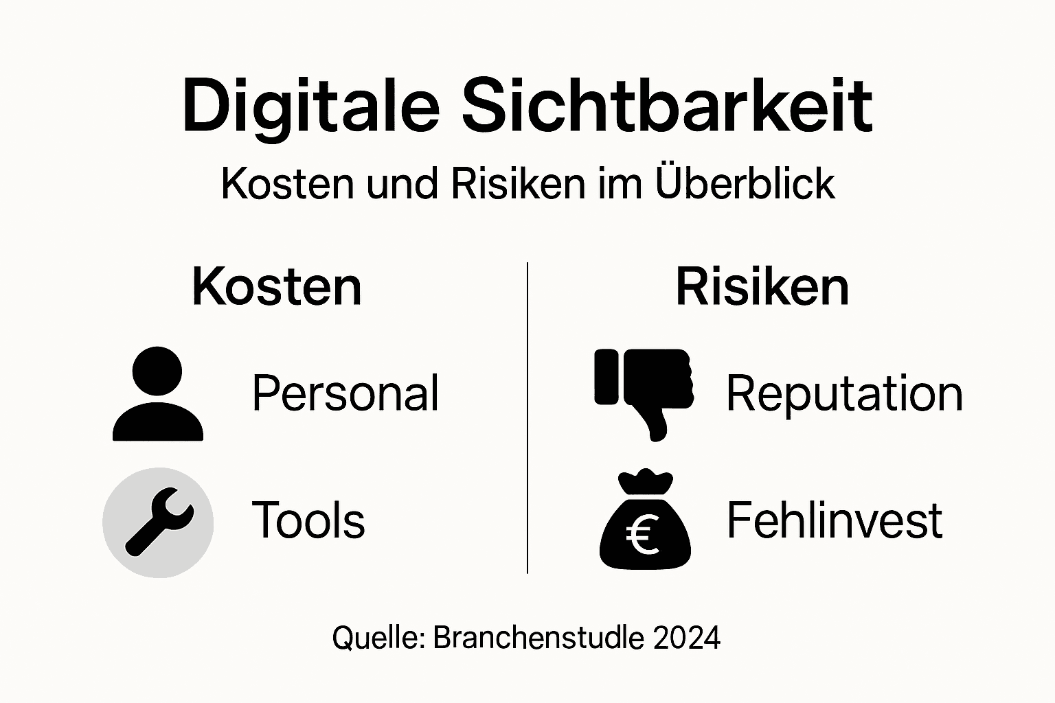 Übersicht: Wie Kosten und Risiken die Sichtbarkeit beeinflussen – eine Infografik mit den wichtigsten Fakten und Zusammenhängen.