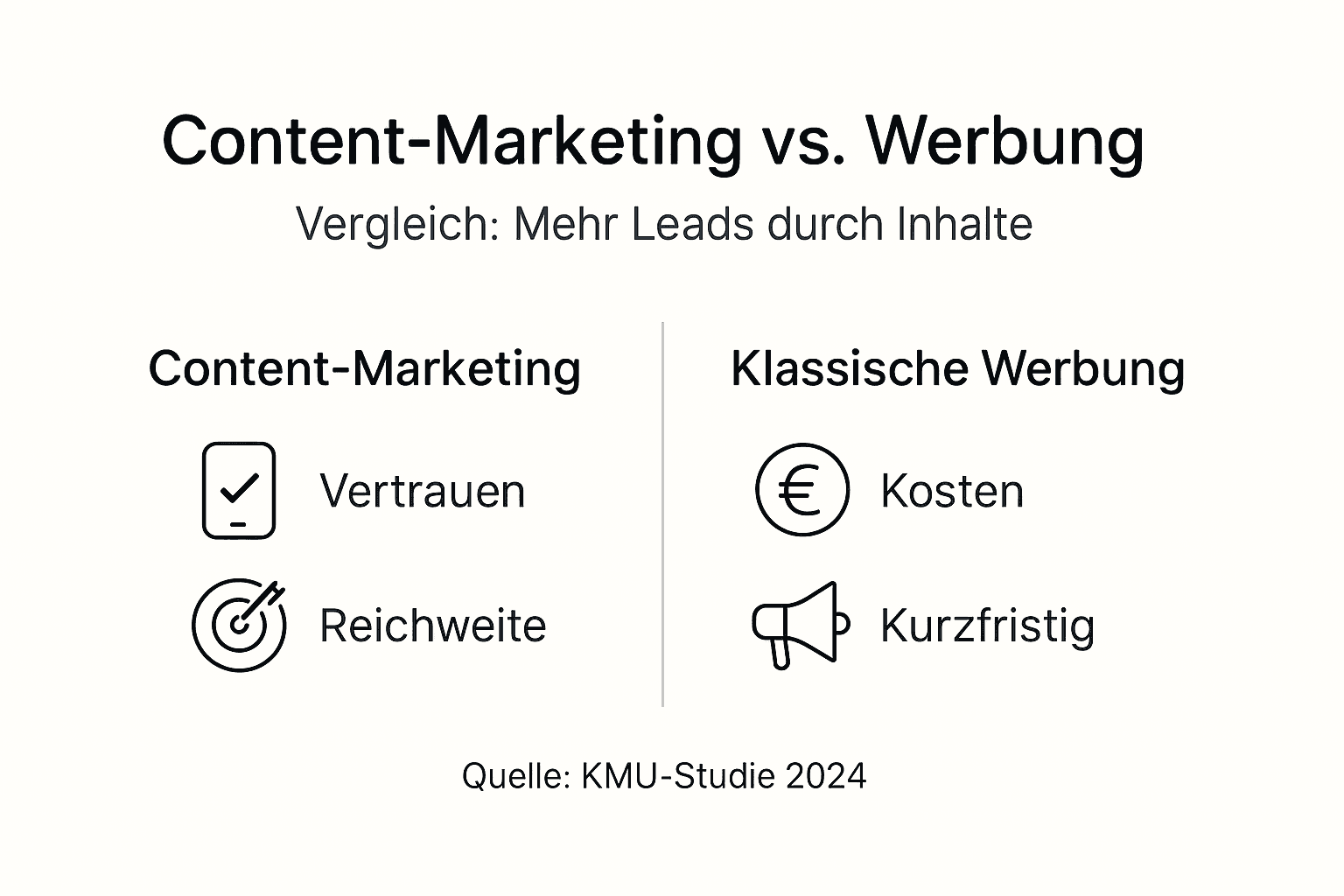 Grafik: Unterschiede zwischen Content-Marketing und klassischer Werbung