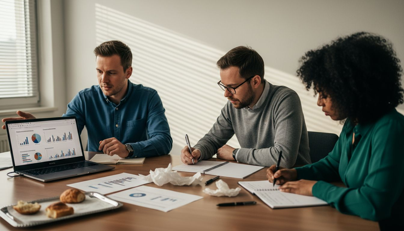 Das Team arbeitet gemeinsam an Ideen und Strategien für das Content-Marketing.