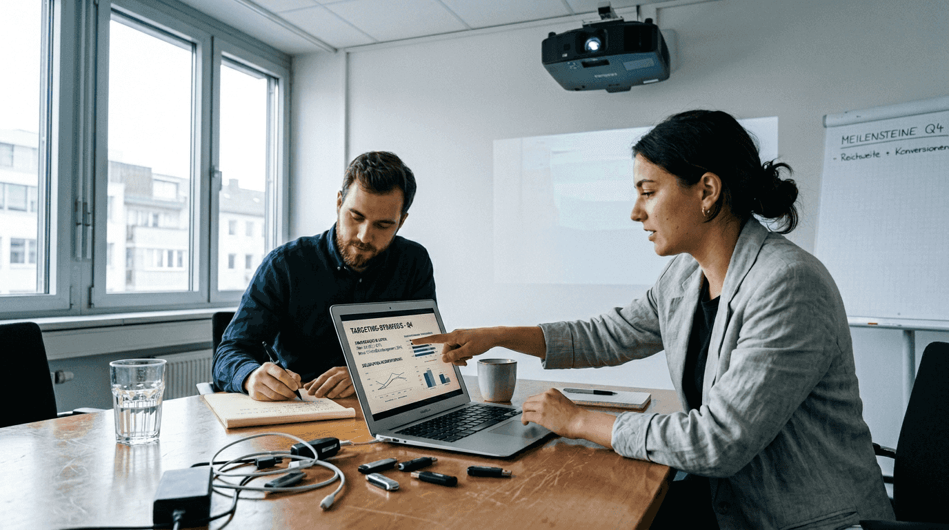 Das Online-Marketing-Team legt die Strategie für die Zielgruppenansprache fest.
