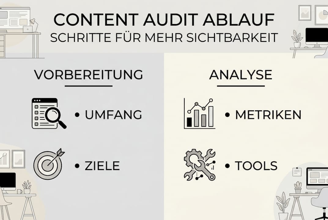 Übersichtsgrafik: So läuft ein Content Audit Schritt für Schritt ab
