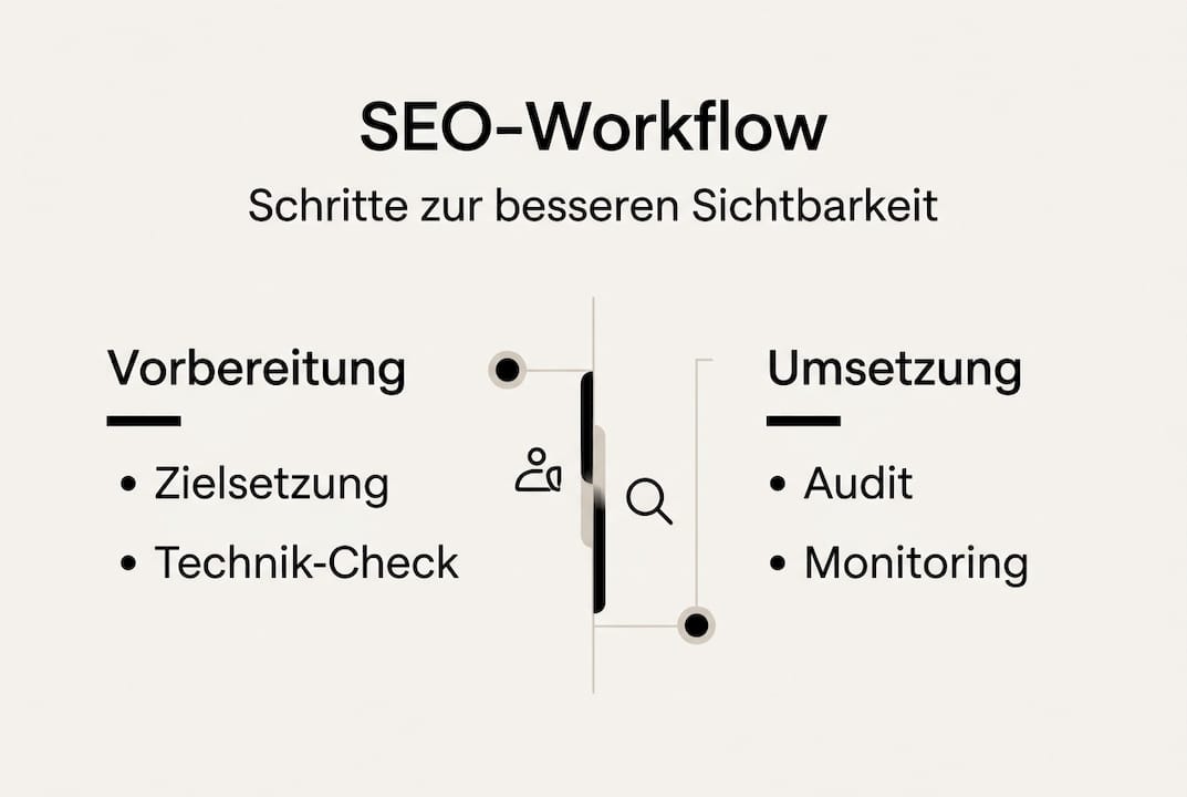 Grafische Darstellung der wichtigsten Schritte im SEO-Workflow