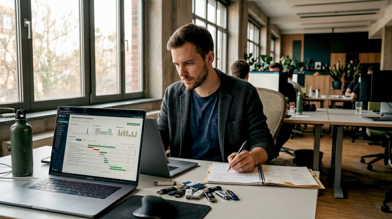 Ein IT-Experte überwacht die Ladezeiten von Webseiten.