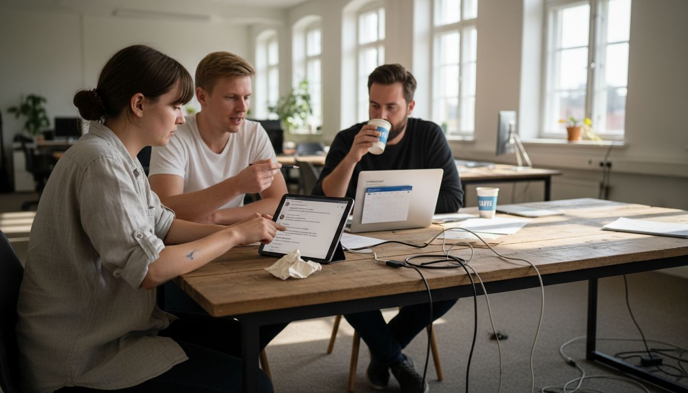 Teamet spånar tillsammans fram idéer för våra sociala medier