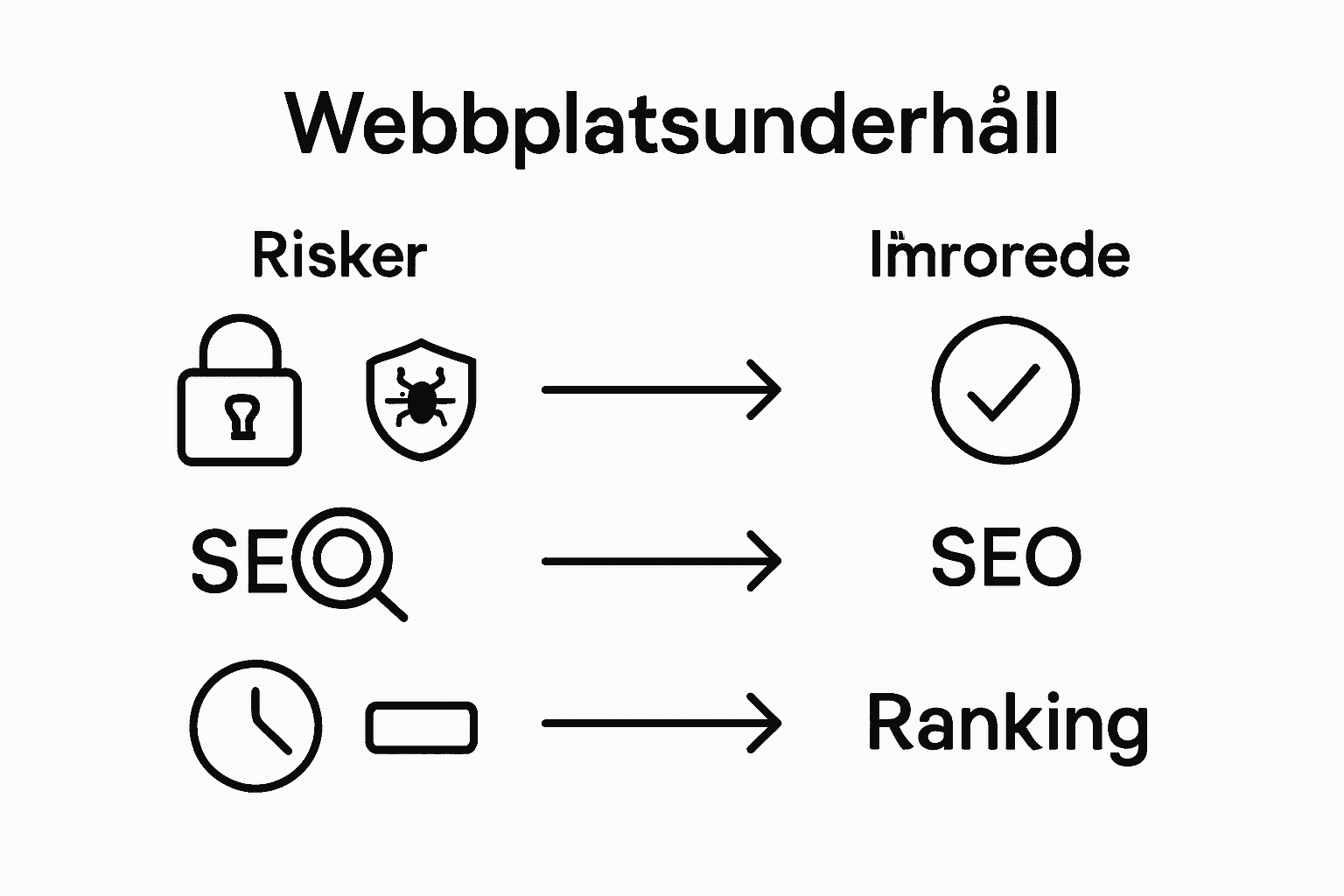 Grafik som visar för- och nackdelar med underhåll – en jämförelse av risker och vinster