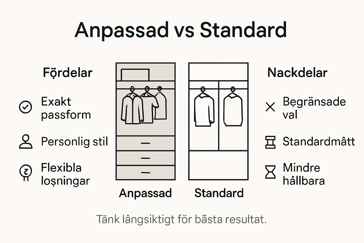 Infografik: Måttbeställd garderob eller standardlösning – vad passar dig bäst?
