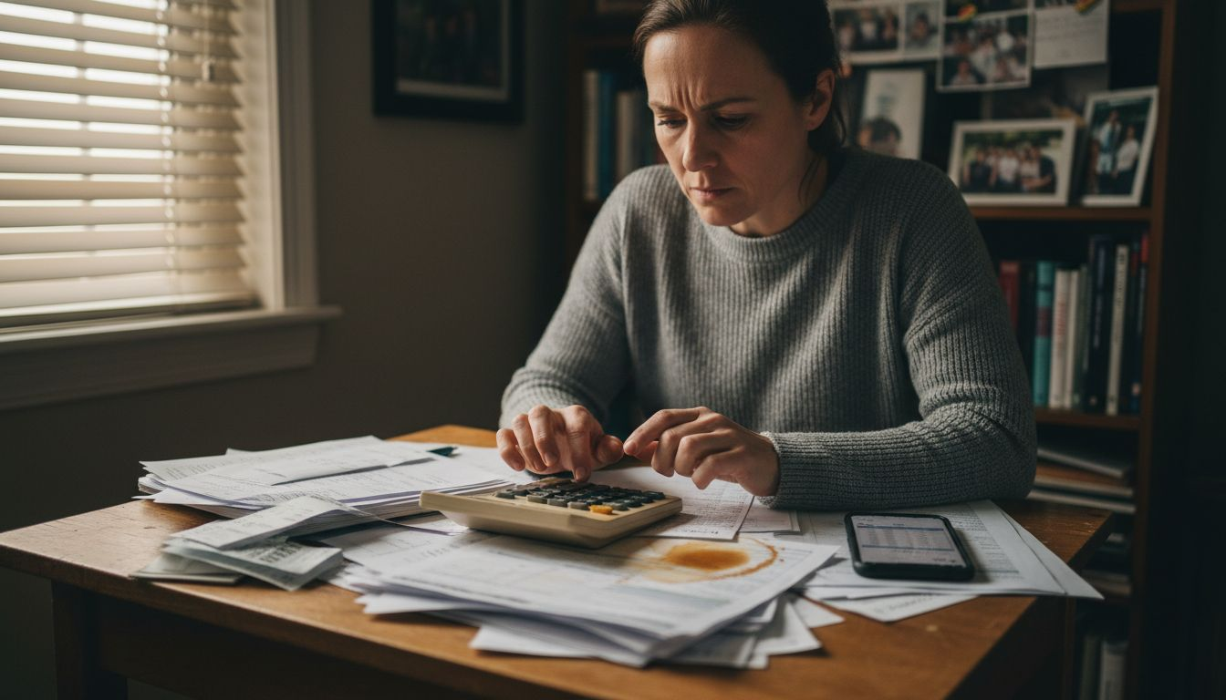 Kvinna går igenom sina ekonomiska risker