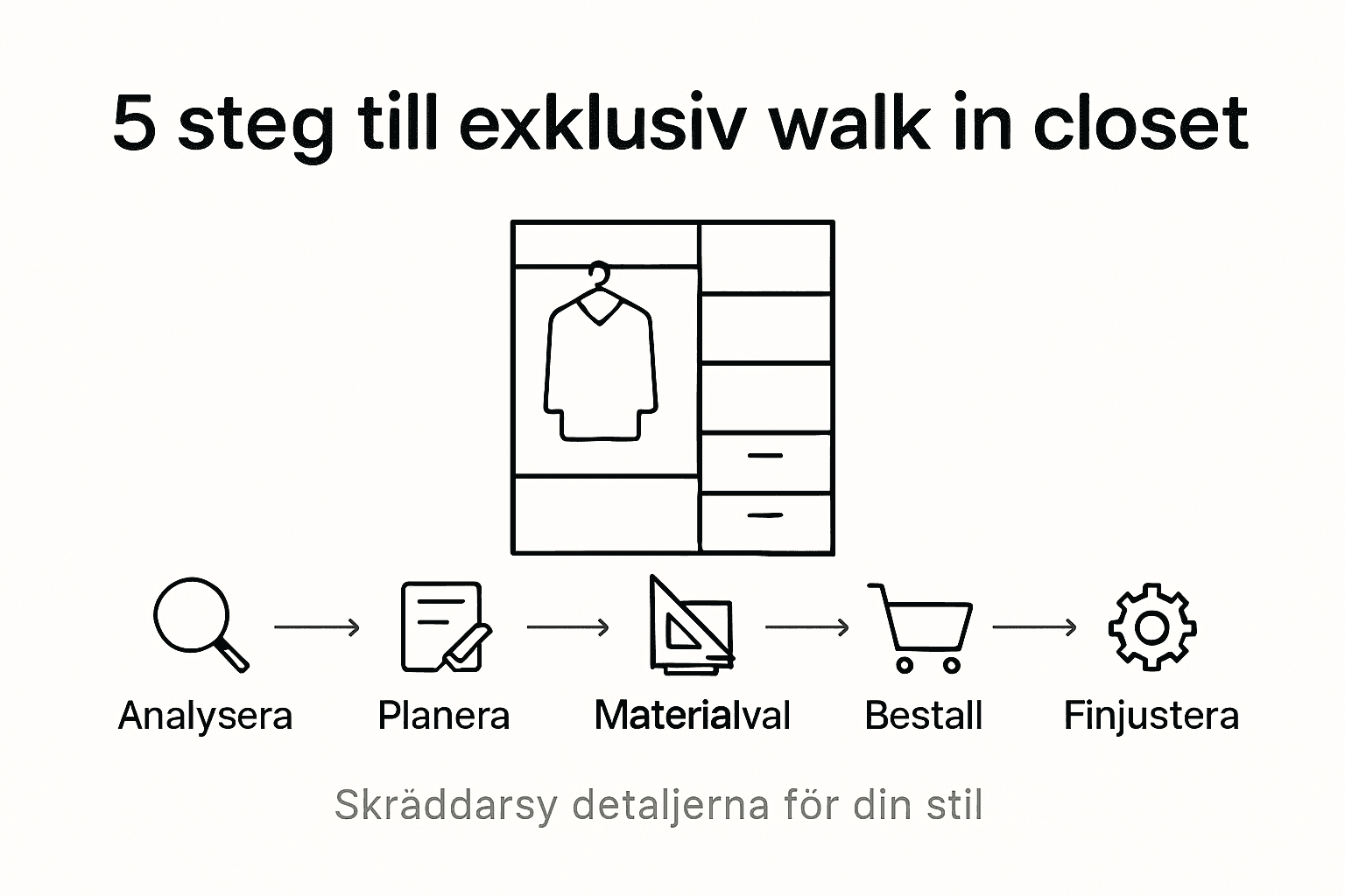 Här får du en överskådlig guide i form av en infografik som visar hur du steg för steg skapar en lyxig walk in closet.