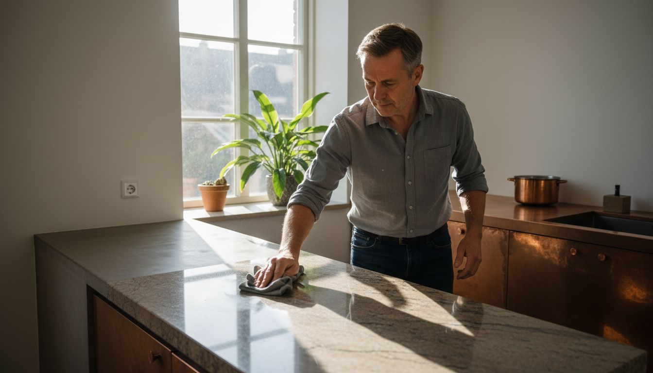 I köket torkar man av ytor med olika slags material beroende på behov och underlag.