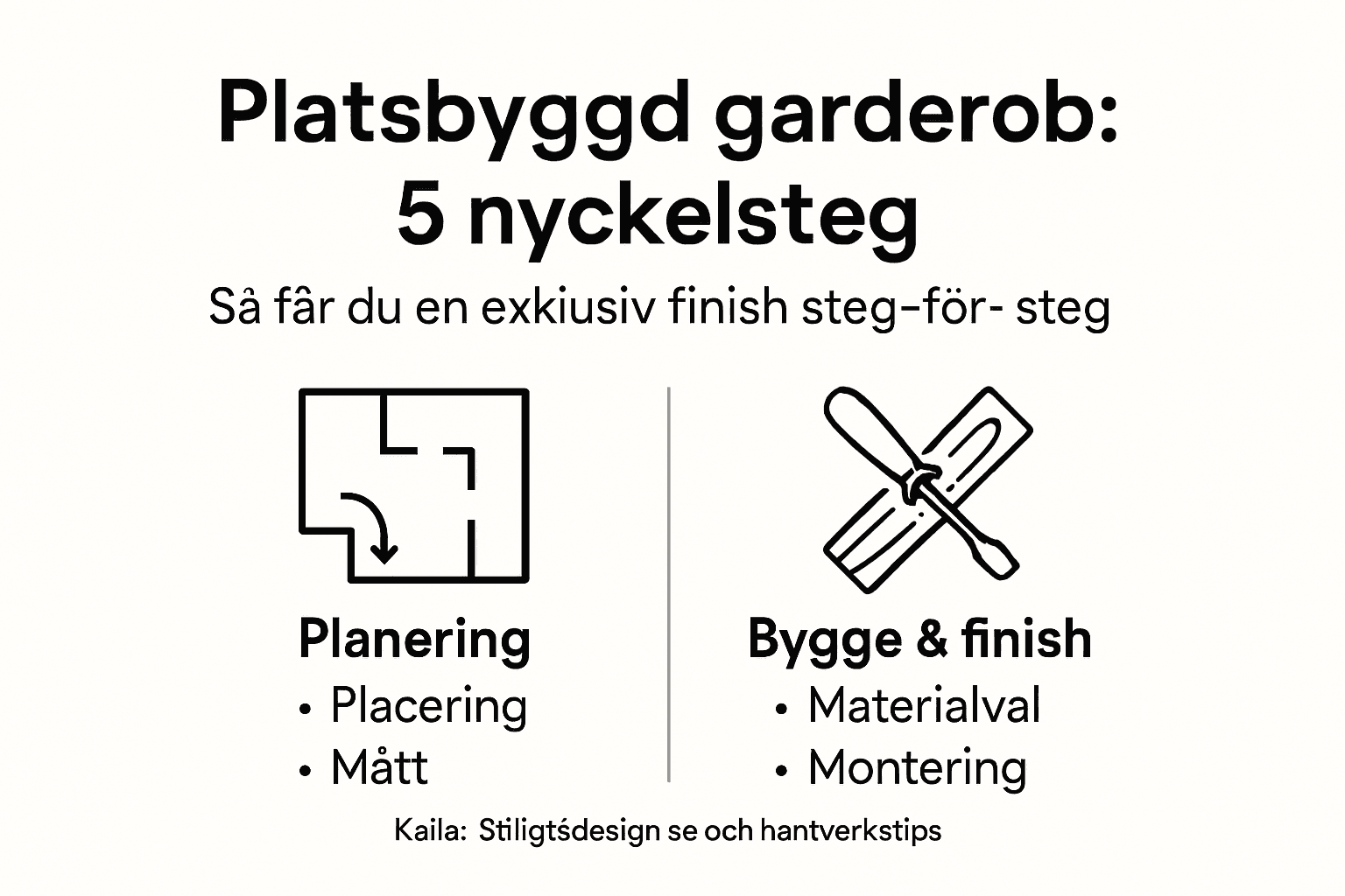 En tydlig och inspirerande infograf som visar möjligheterna med en måttanpassad garderob