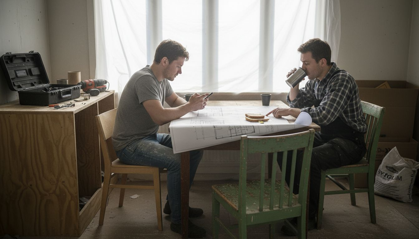 Avstämningsmöte mellan fastighetsägare, arkitekt och VVS-installatör