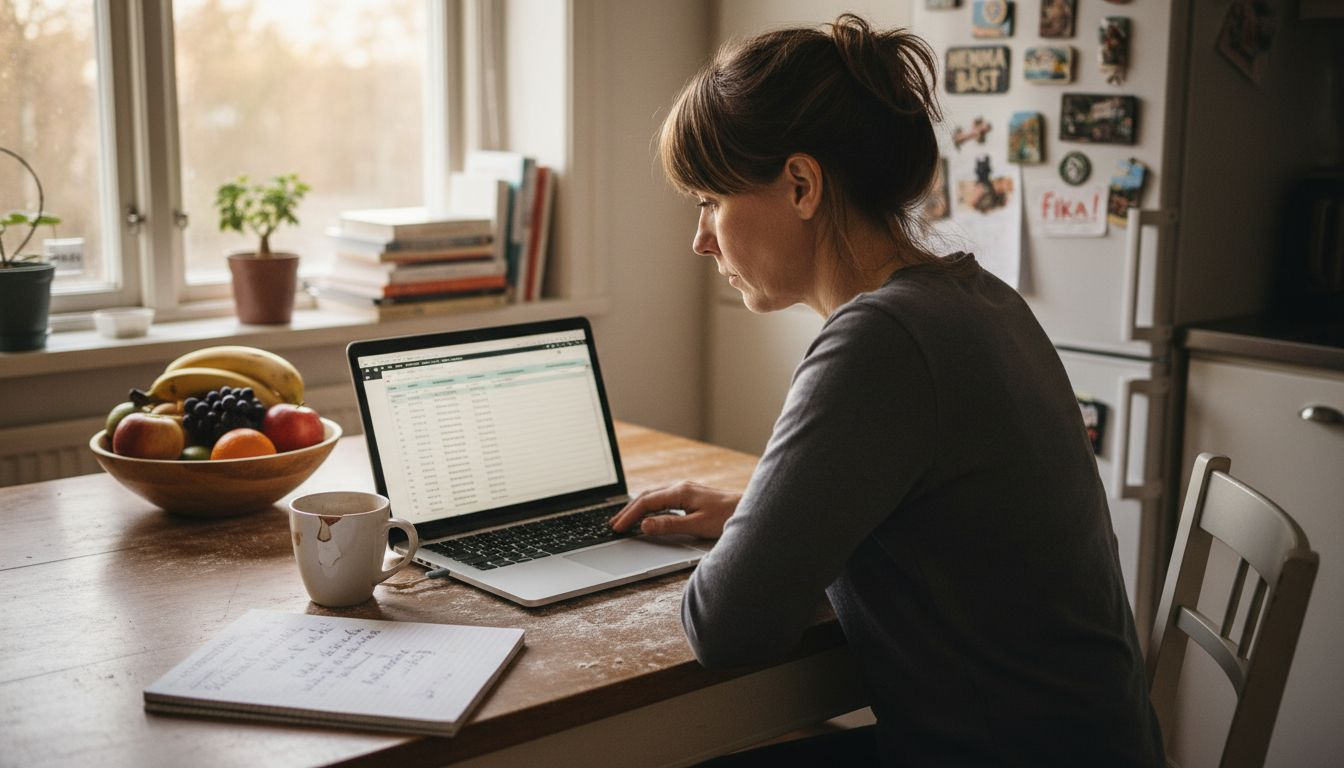 Kvinna som analyserar och delar in kunddata på sin laptop