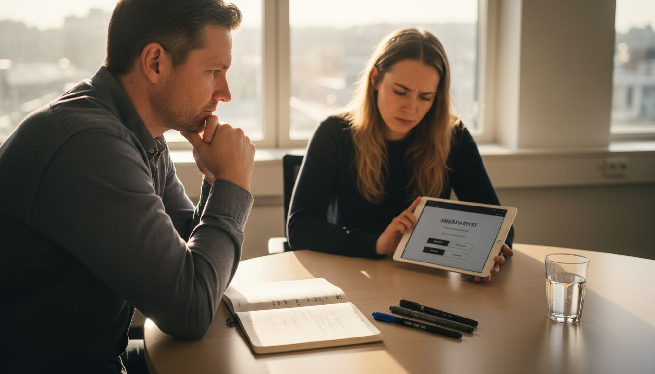 En användarintervju hålls i ett av konferensrummen.