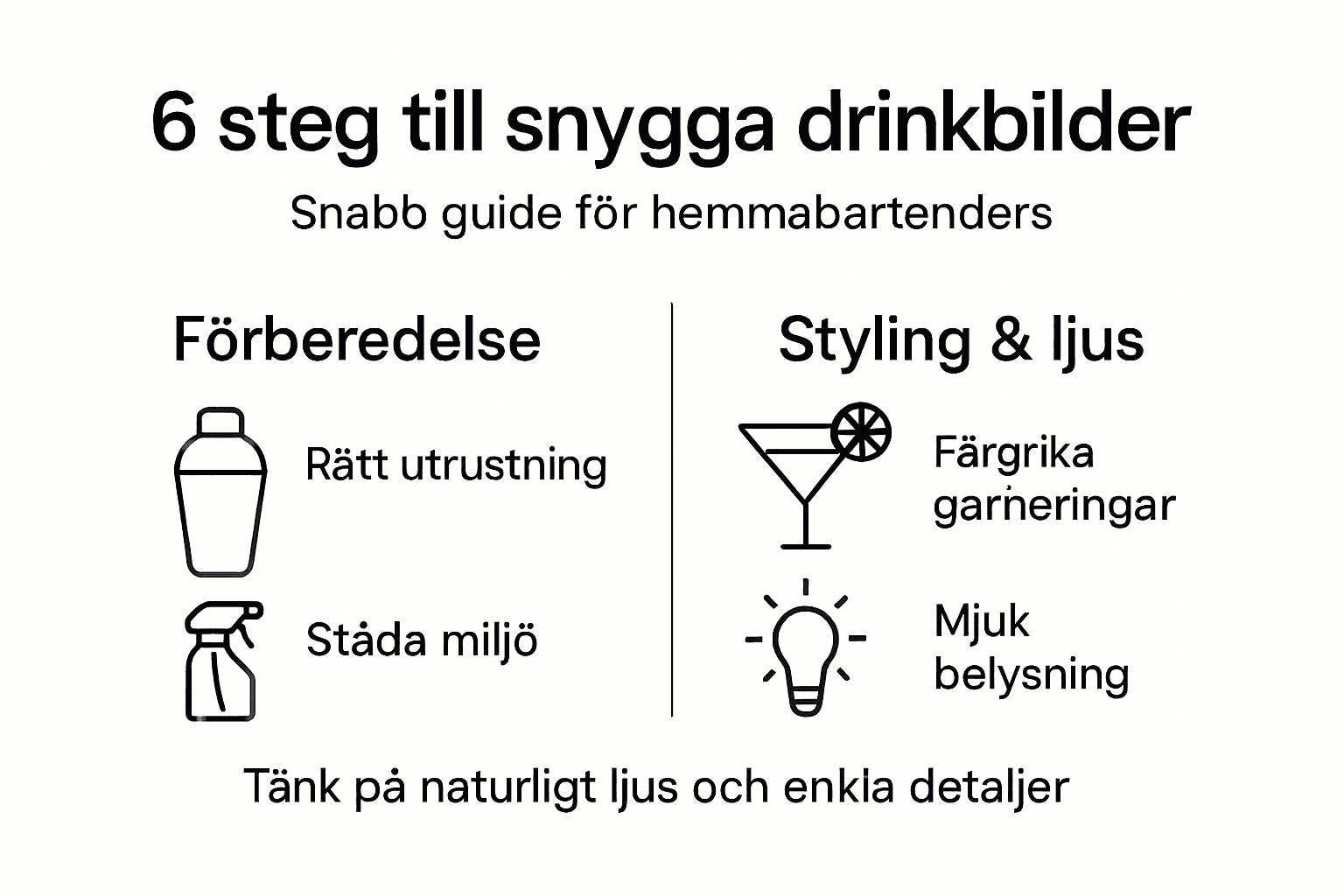 Så tar du snygga bilder på dina drinkar – steg för steg i en infografik