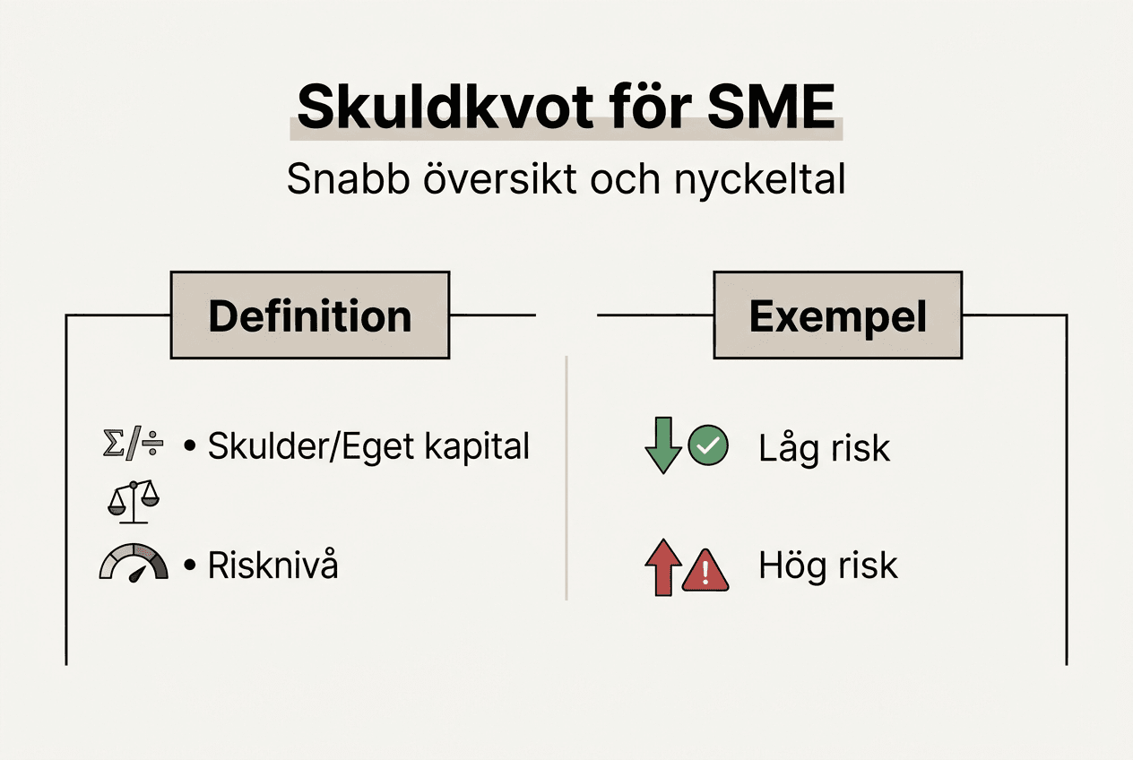 Grafik som förklarar vad skuldkvot är och visar olika risknivåer