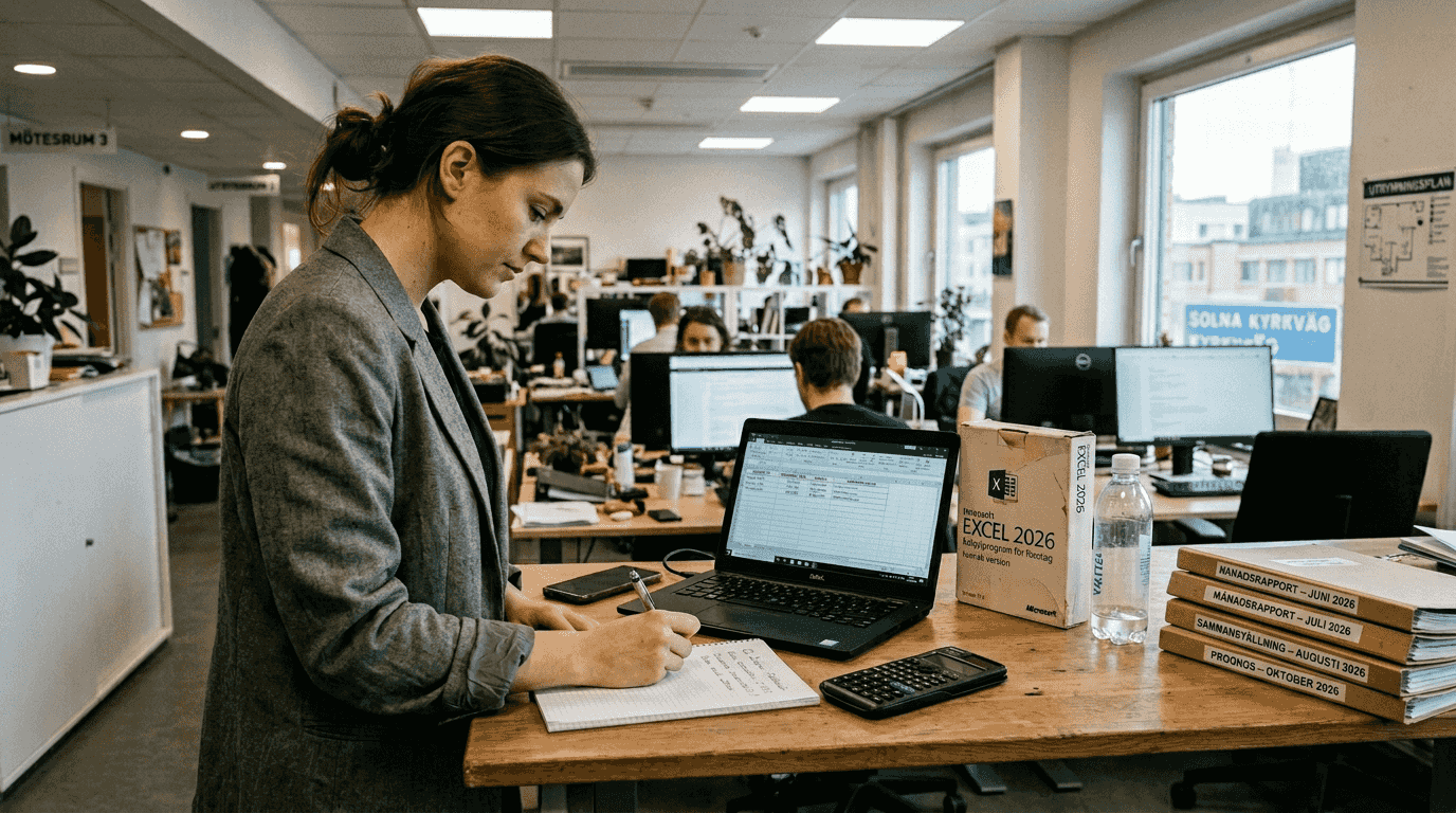 Ekonom gör anteckningar om företagets skuldsättningsgrad, till exempel inför en årsredovisning.