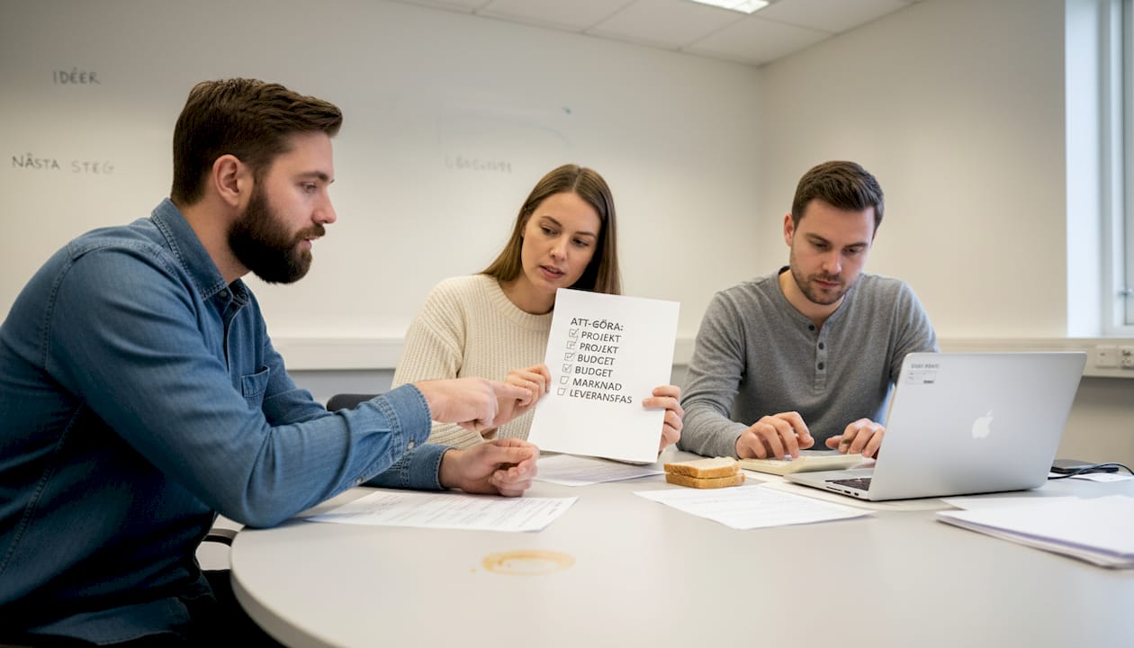 Arbetsgruppen samarbetar kring en ekonomisk checklista