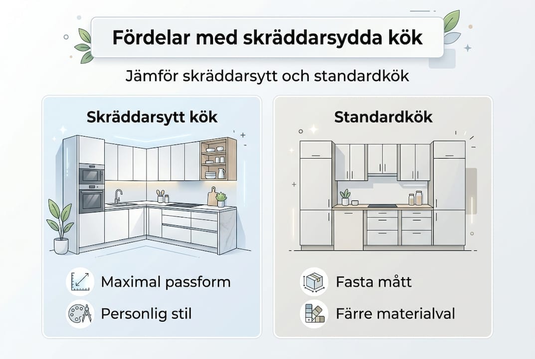 Här får du en överskådlig bild av varför ett måttanpassat kök är ett smart val.