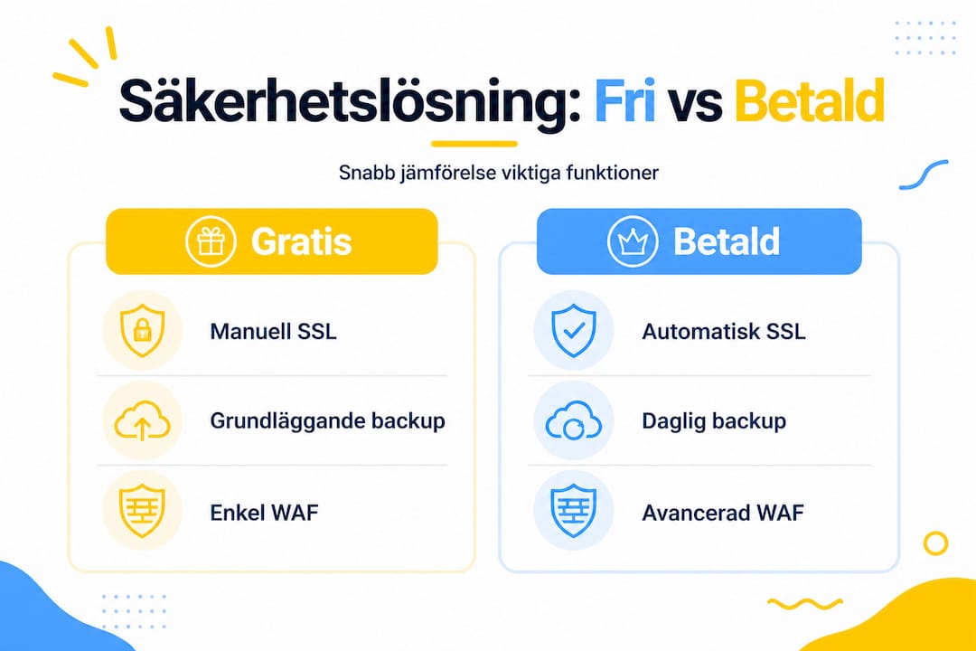 En överskådlig jämförelse mellan kostnadsfria och betalda säkerhetslösningar