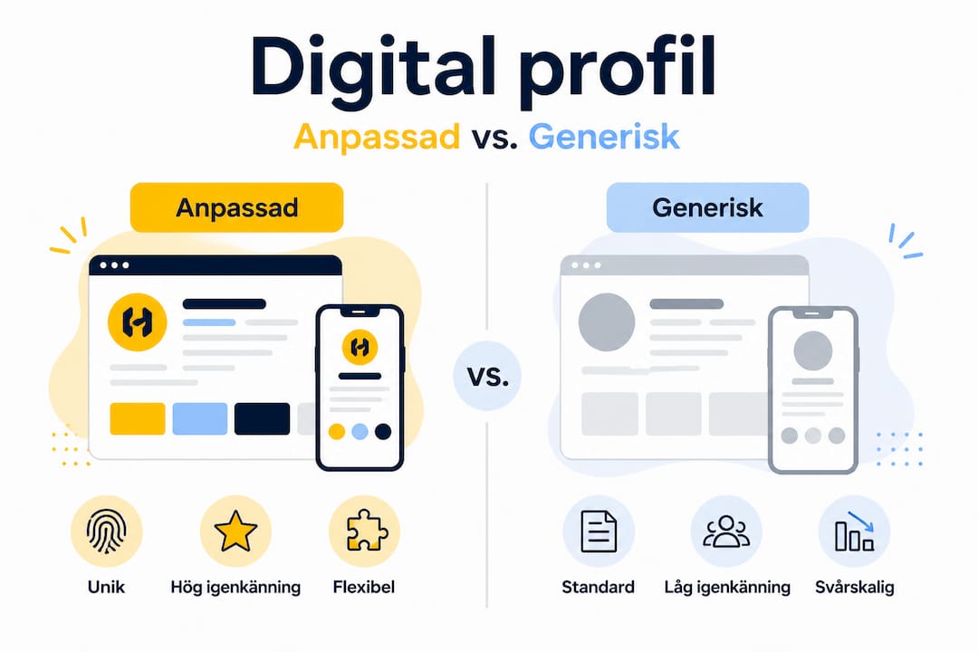Infografik som visar skillnaderna mellan skräddarsydda och generella digitala profiler