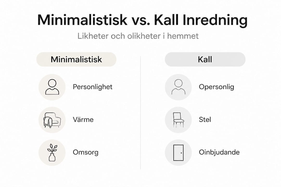 Infografik som visar skillnaderna mellan minimalistisk och kall inredningsstil