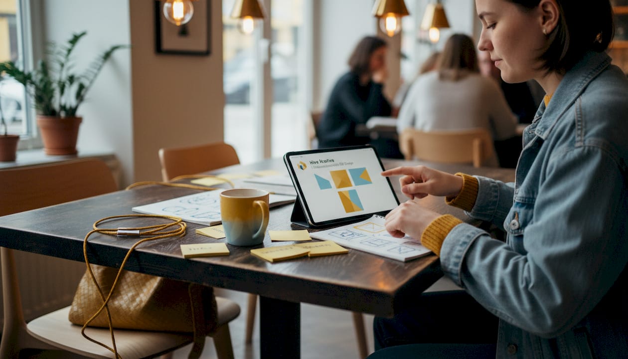 En designer testar en interaktiv prototyp på sin surfplatta.