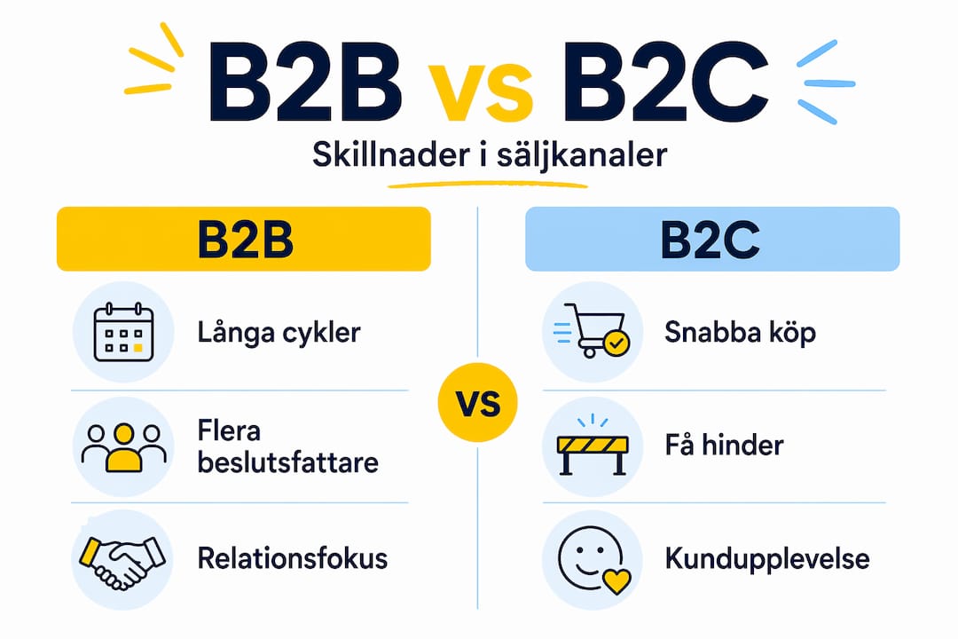 Infografik: Så skiljer sig digitala kanaler för B2B och B2C