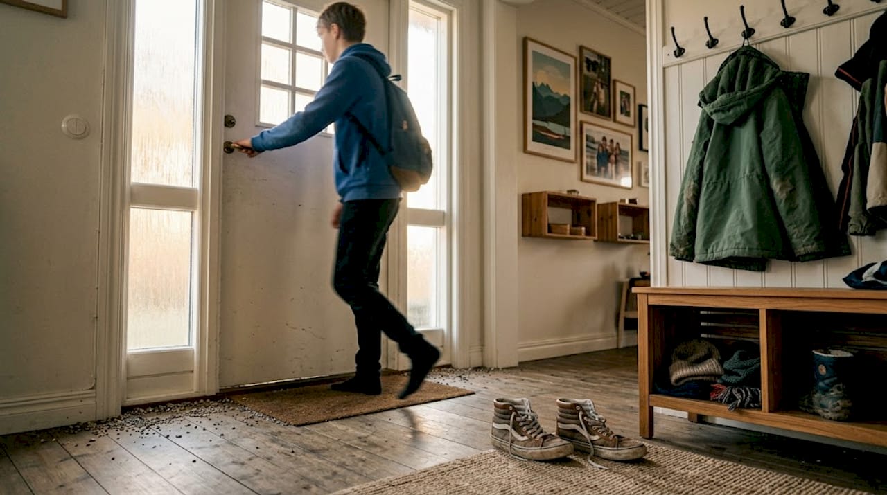 Rymlig hall med plats för praktisk förvaring