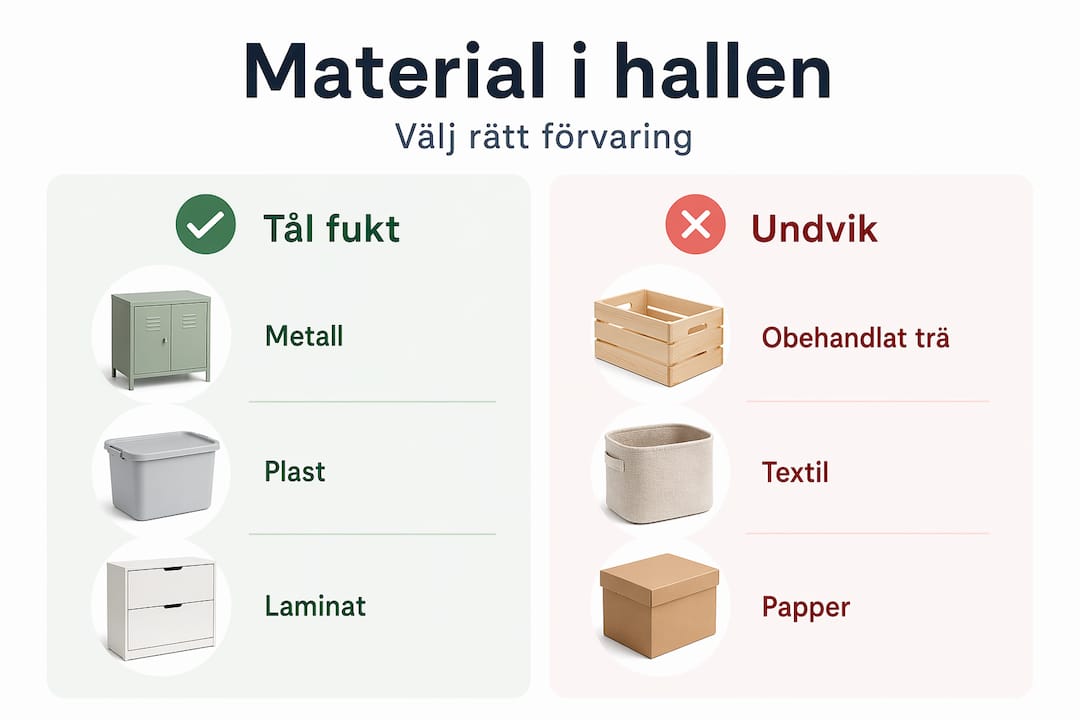 Så väljer du rätt material till hallförvaringen – en översikt i infografik
